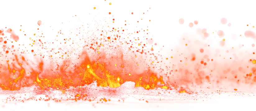 Flame effect PNG. Fire sparks on transparent background. Burning red hot sparks realistic fire flames. Flying up sparks, burning fire particles with smoke texture. Realistic flame effect.