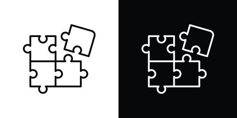 Puzzle pieces icon design. simple stroke line vector icon set