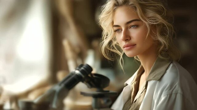 Patient Testing for Pollen Allergies with Microscope and Slide