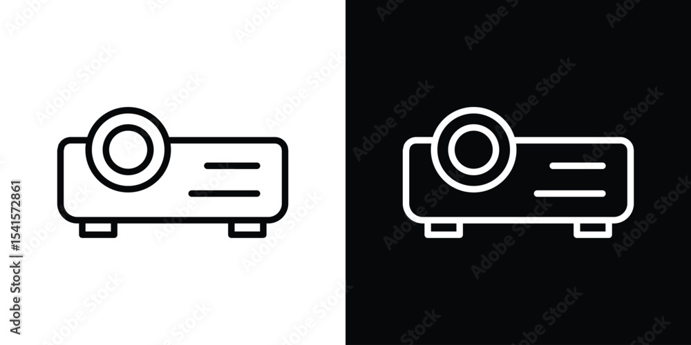 Poster projector icon design. simple stroke line vector icon set