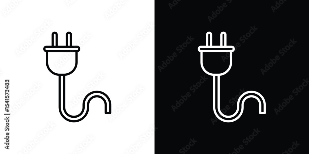 Poster plug icon design. simple stroke line vector icon set