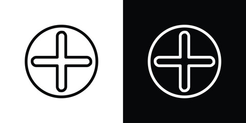 Plus icon design. simple stroke line vector icon set