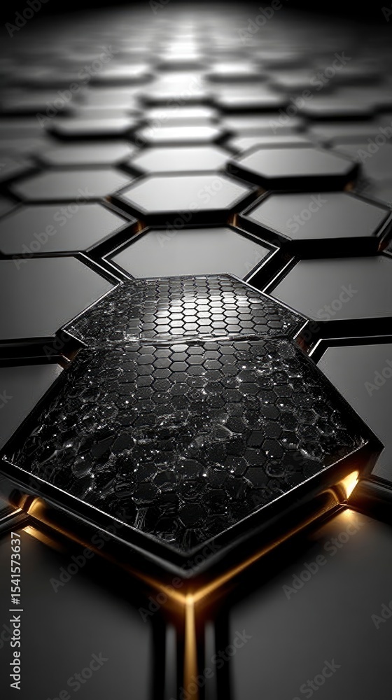 Poster dark gray and black hexagonal grid abstract technology background