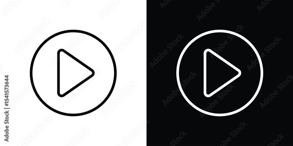 Poster play icon design. simple stroke line vector icon set