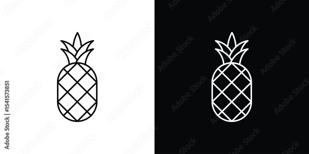 Poster pineapple icon design. simple stroke line vector icon set