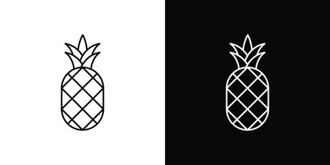 Pineapple icon design. simple stroke line vector icon set