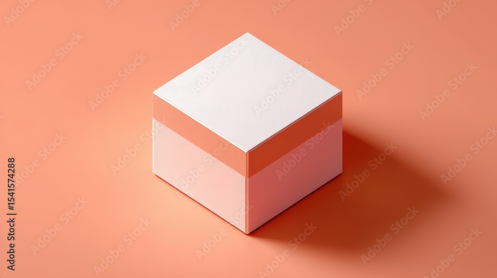 Poster elegant two tone cube box mockup on coral background ideal for product presentation and branding des