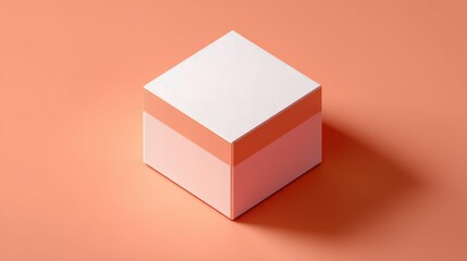 Obraz premium Elegant Two Tone Cube Box Mockup on Coral Background Ideal for Product Presentation and Branding Design