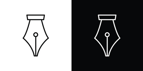 Pen nib icon design. simple stroke line vector icon set