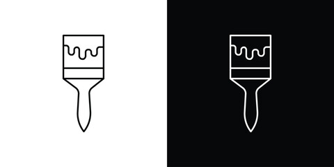 Paint brush icon design. simple stroke line vector icon set