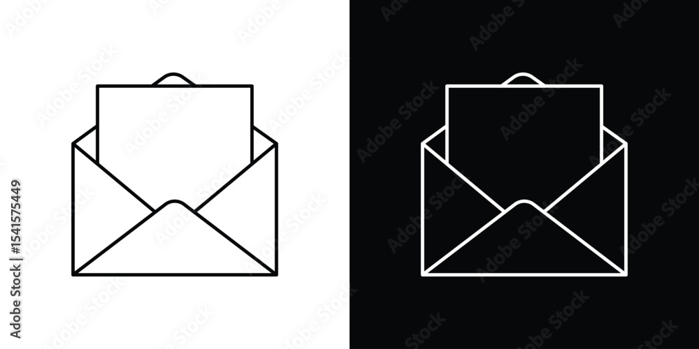 Poster open envelope icon design. simple stroke line vector icon set
