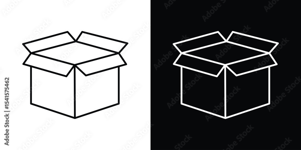 Poster open box icon design. simple stroke line vector icon set