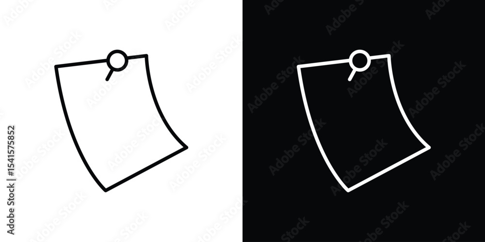 Poster note sticky icon design. simple stroke line vector icon set