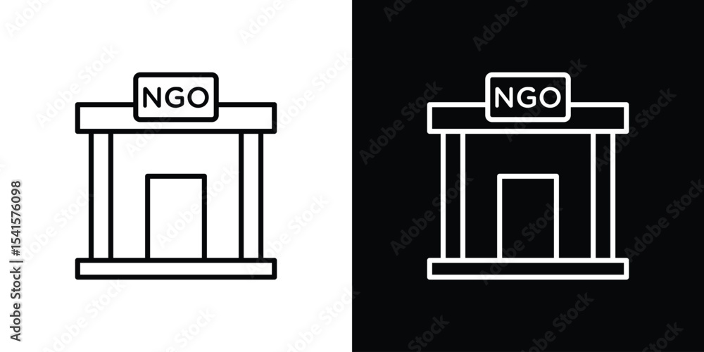 Poster NGO Building icon design. simple stroke line vector icon set