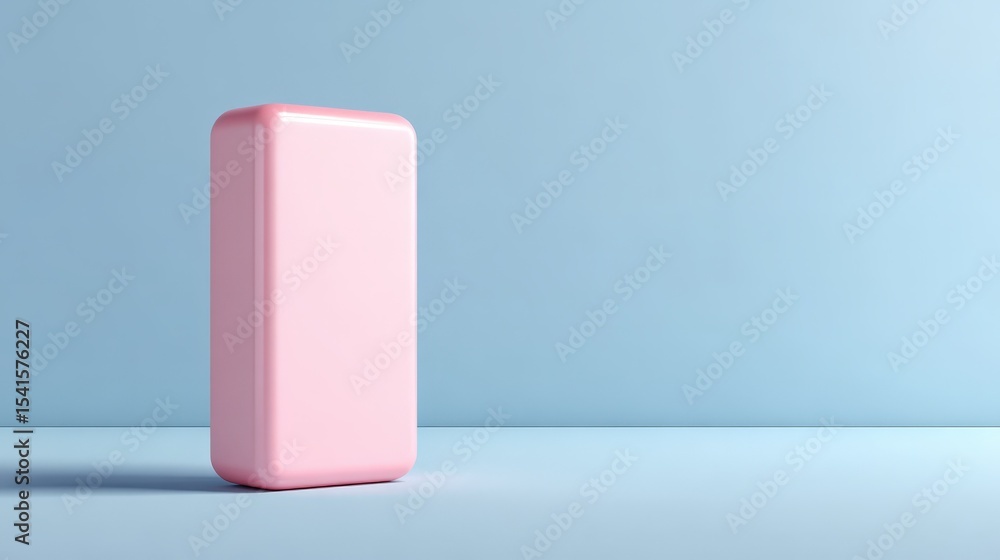 Poster minimalist pink rectangular object on light blue background perfect for product presentation or mock