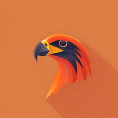 Obraz premium Striking Geometric Eagle Head Design Orange Background Bird Vector Illustration Low Poly Art Graphic Design Abstract Animal Portrait