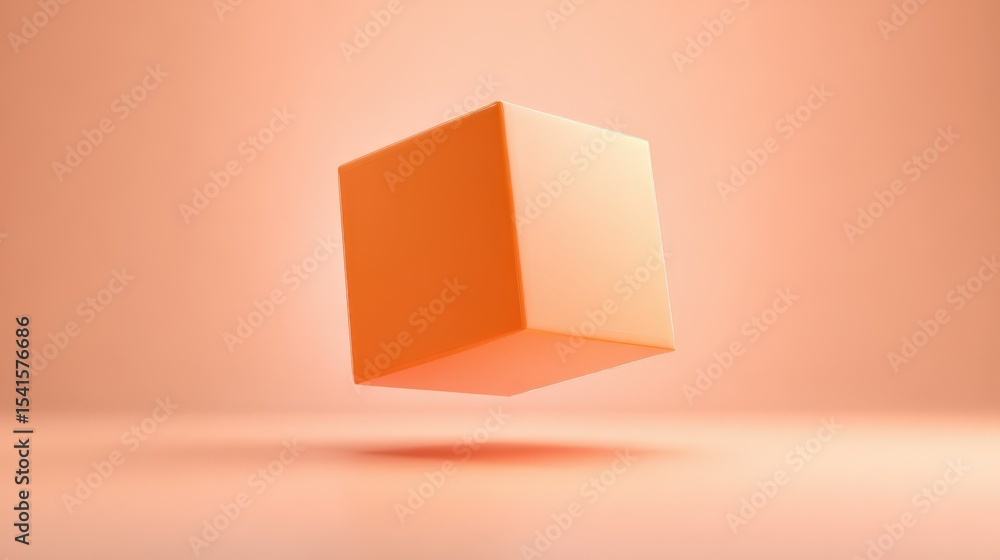 Poster orange cube abstract 3d render minimalist geometric shape design background