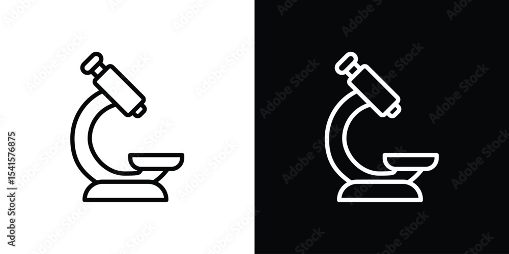 Poster microscope icon design. simple stroke line vector icon set