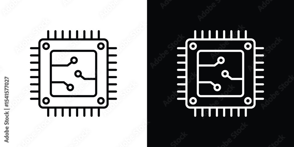 Poster microchip icon design. simple stroke line vector icon set