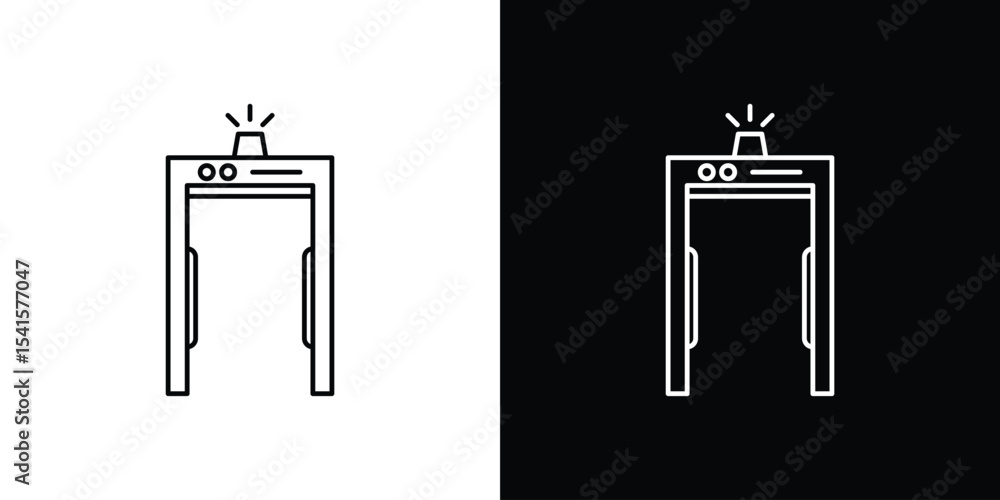 Poster metal detector icon design. simple stroke line vector icon set