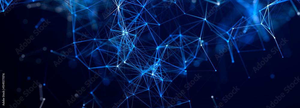 Aufkleber abstract futuristic background in tech style. plexus digital wallpaper. connecting dots and lines. g