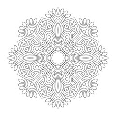 Islamic flower mandala for coloring book page, vector illustration
