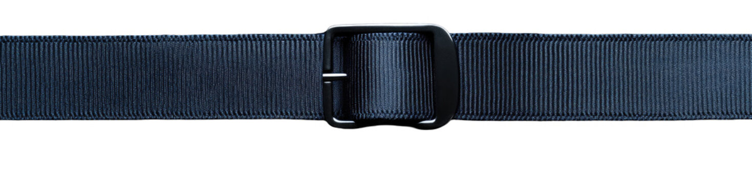 Dark navy blue belt with metal buckle