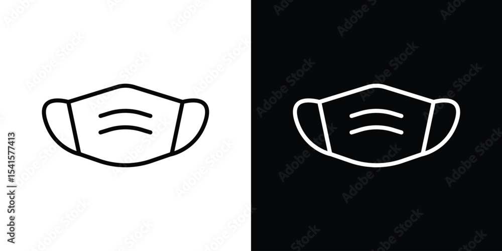 Poster mask face icon design. simple stroke line vector icon set