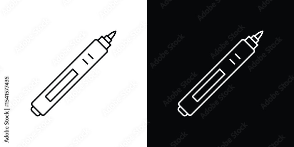 Poster marker icon design. simple stroke line vector icon set