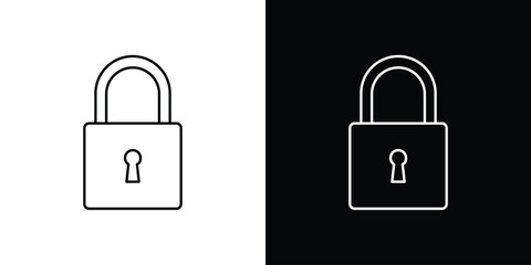 Lock icon design. simple stroke line vector icon set