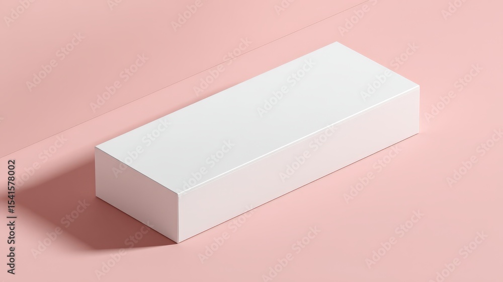 Poster elegant white rectangular box on a soft pink background ideal for product presentation and mockups