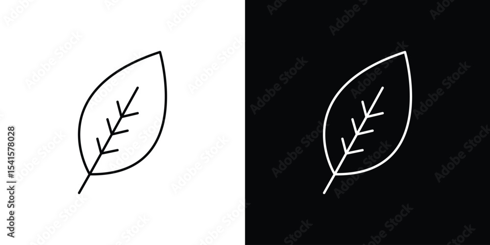 Poster leaf icon design. simple stroke line vector icon set