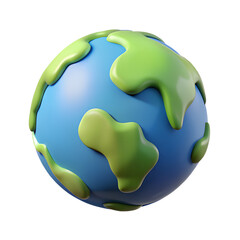 cartoon planet earth 3d rendering isolated on transparent background. Cartoon plastic style icon