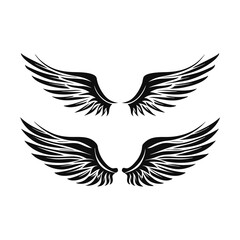 Intricate Black Angel Wings Vector Silhouette Set for Spiritual and Decorative Design Projects