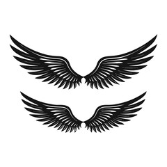 Ornate Black Angel Wings Vector Silhouette Set for Spiritual and Art Design Projects