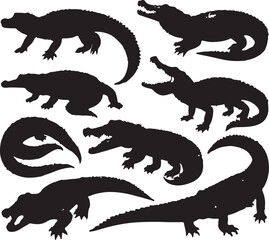 Naklejka premium Silhouette Crocodile vectors