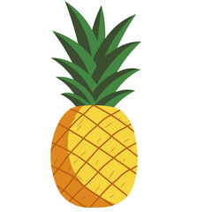 Tropical pineapple fruit illustration with spiky green leaves and yellow patterned skin. Great for summer, fresh, and tropical food designs.

