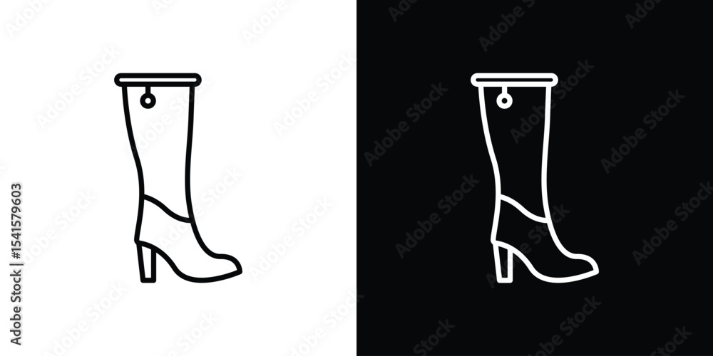 Poster heeled boot icon design. simple stroke line vector icon set