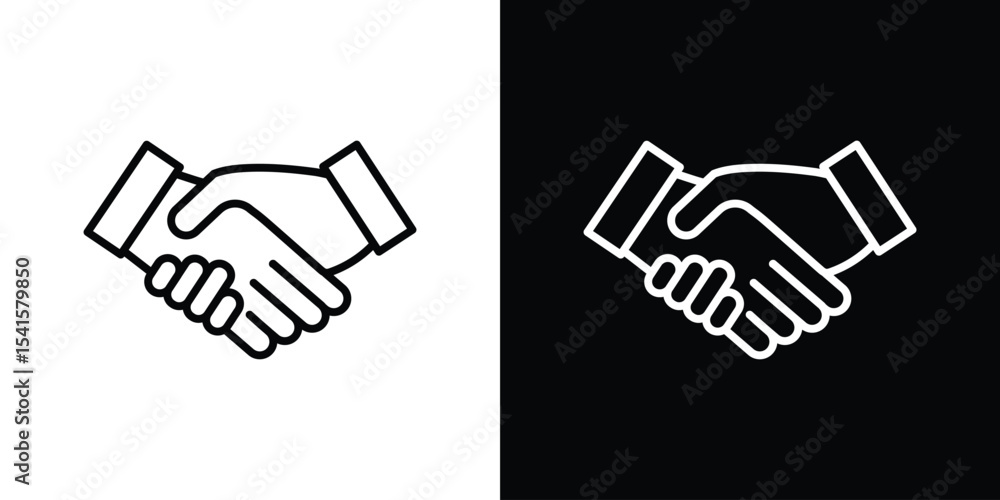 Poster handshake icon design. simple stroke line vector icon set