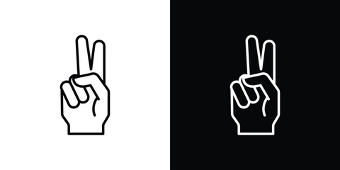 Hand peace icon design. simple stroke line vector icon set