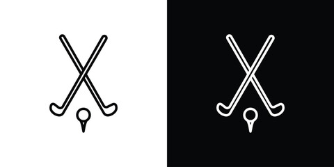 Golf club icon design. simple stroke line vector icon set