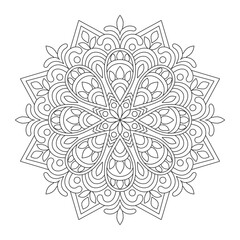 Unique islamic mandala for coloring book page, vector illustration