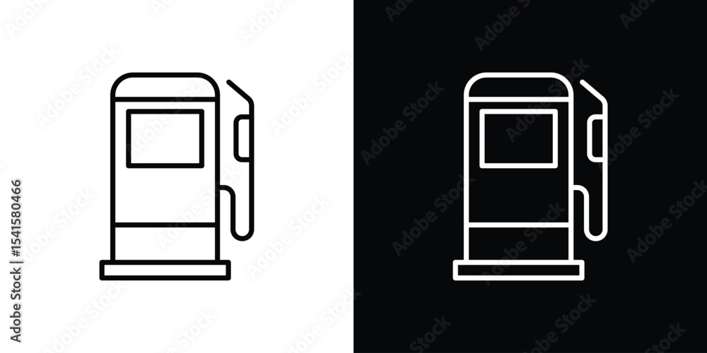 Poster gas station icon design. simple stroke line vector icon set