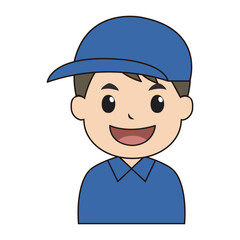 作業服を着た男性のシンプルなイラスト
