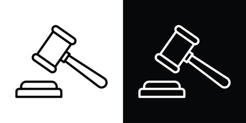 Gavel icon design. simple stroke line vector icon set
