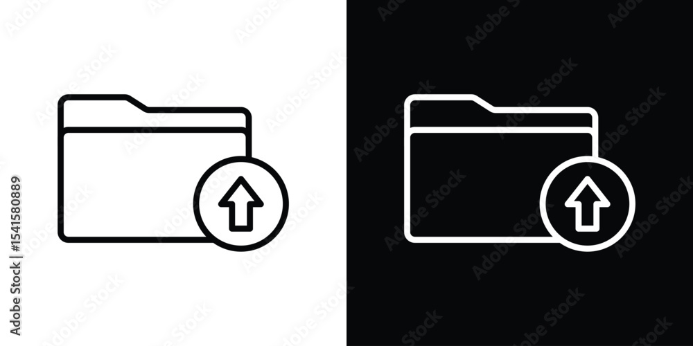 Poster folder upload icon design. simple stroke line vector icon set