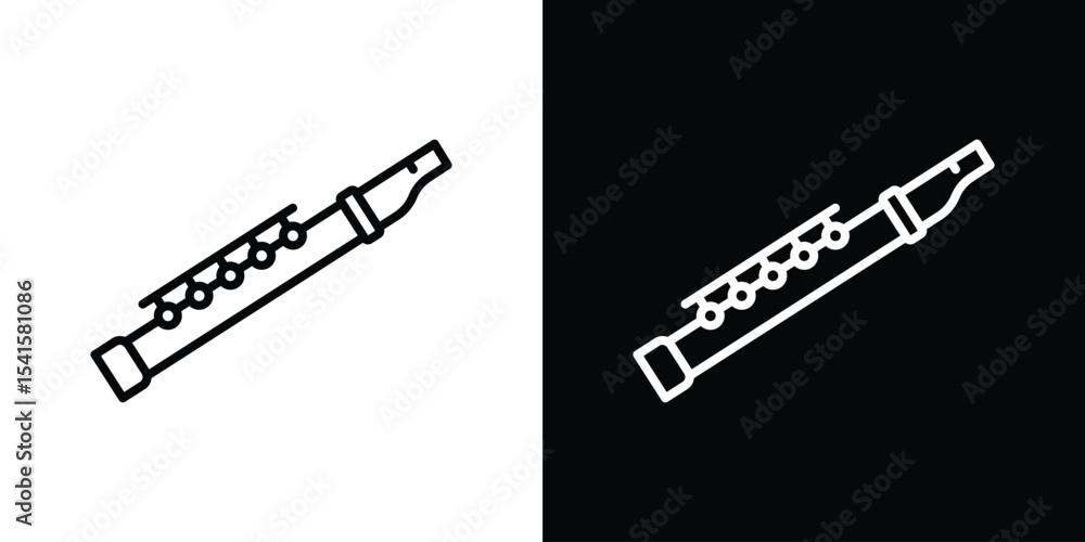 Poster flute icon design. simple stroke line vector icon set