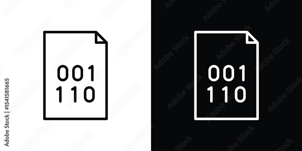 Poster file binary icon design. simple stroke line vector icon set