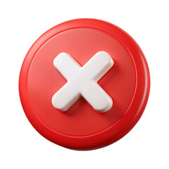 Fototapeta premium 3d realistic red button with white x icon closeup render