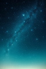 Naklejka premium Stunning night sky with glowing Milky Way and stars over a deep blue gradient horizon, perfect for backgrounds, nature prints, and cosmic themes, high resolution and clarity, unique design Pro.